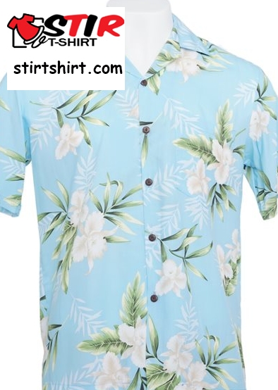 Two Palms Orchid Fern Light Blue Rayon Men_S Hawaiian Shirt