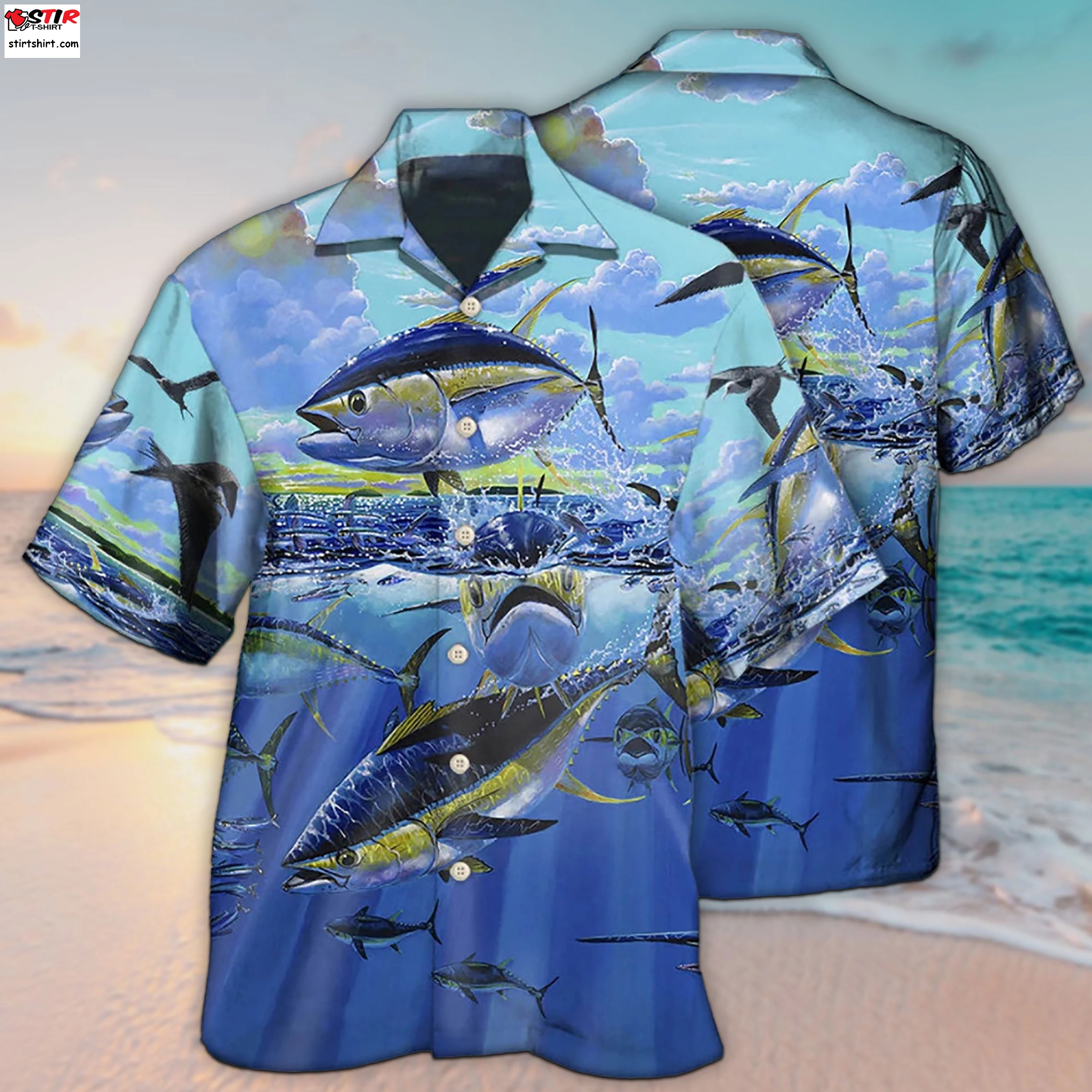 Unisex 3D Tuna Fishing Blue Sky Hawaiian Shirt Limited  Blue Sky Inn 