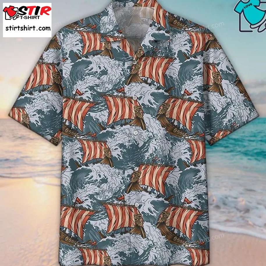 Unisex Viking Thunder Storm Hawaiian Shirt, Aloha Hawaiian Shirt Short Sleeve Hawaiian