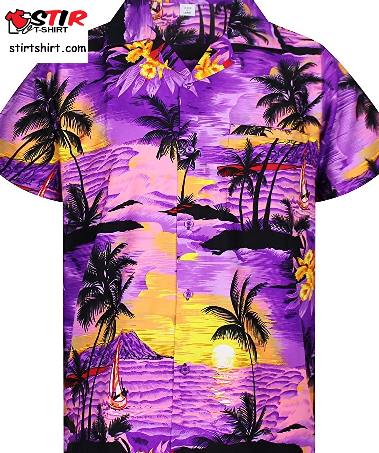 Vho Funky Hawaiian Shirt, Shortsleeve, Surf, Purple  Tacky Tourist Without 