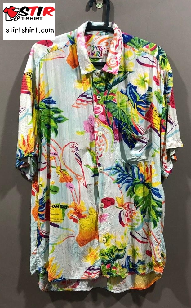 Vintage 90S Hawaii Jams World Hawaiian Shirt Rayon, Men_S Fashion, Tops _ Sets  90s 