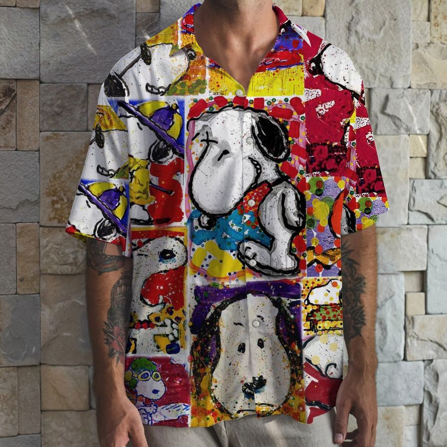 3D Snp Painting Art Tropical Hawaiian Shirt, Aloha Shirt, Cute Dog Summer Button Up Shirt For Fans, Painting Art Hawaiian Shirt