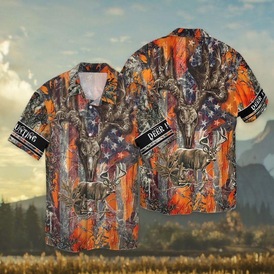 4Th Of July Independence Day Deer Hunting For Men And Women Graphic Print Short Sleeve Hawaiian Casual Shirt Y97   6343