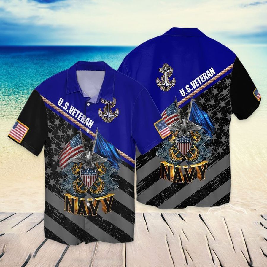 4Th Of July Independence Day Memorial Day Veteran American Flag Eagle Navy Graphic Print Short Sleeve Hawaiian Casual Shirt Y97