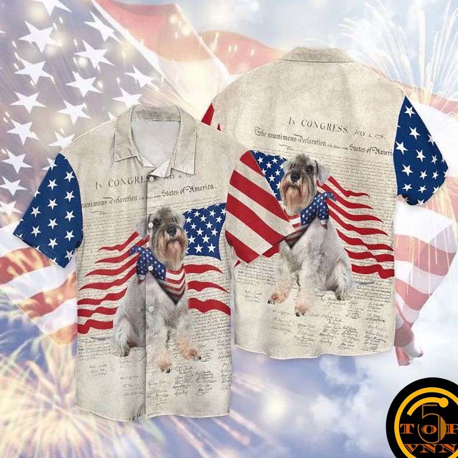 4Th Of July Independence Day Schnauzer Patriotic Schnauzer American Flag Hawaiian Shirt And Shorts