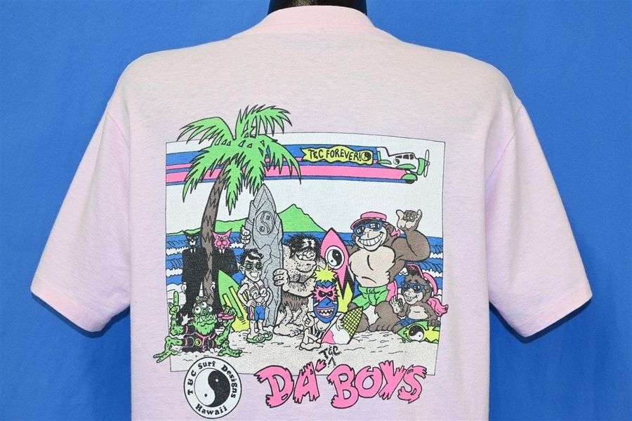 80S Town And Country Surf T&C Hawaii Thrilla Gorilla Da Boys Double Sided T Shirt Large