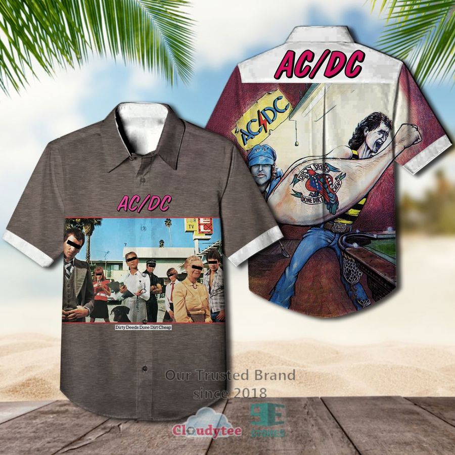 Ac Dc Dirty Deeds Done Dirt Cheap Album Hawaiian Casual Shirt  