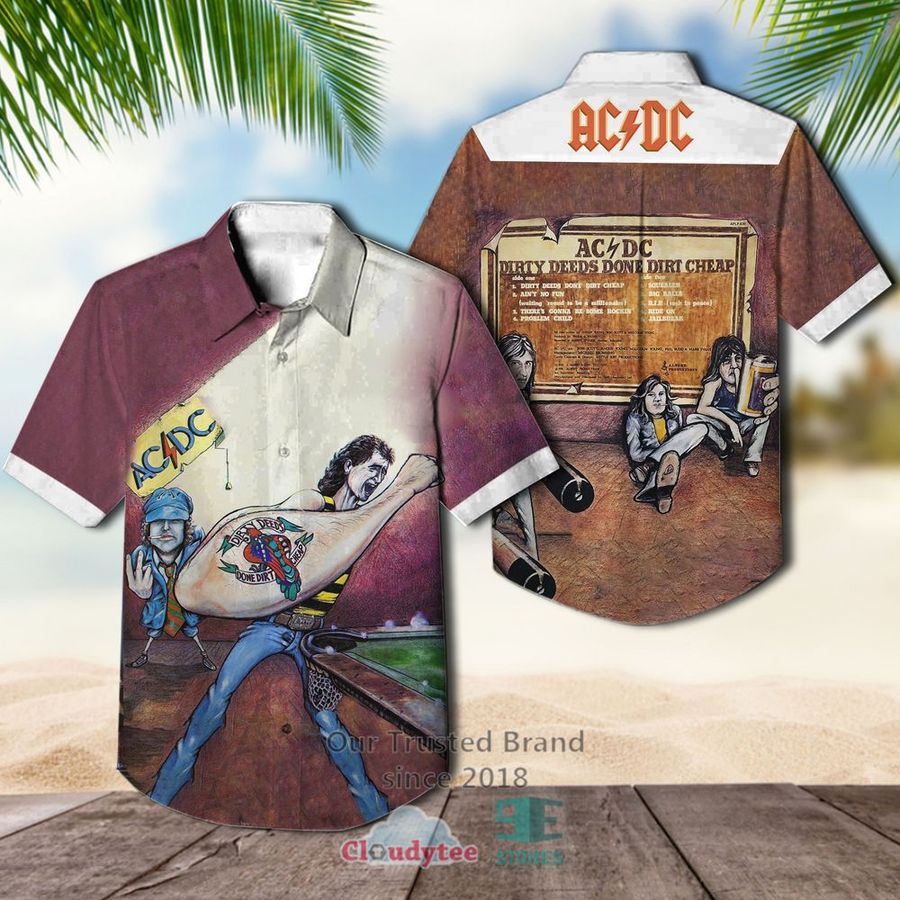 Ac Dc Dirty Deeds Done Dirt Cheap Albums Hawaiian Shirt  
