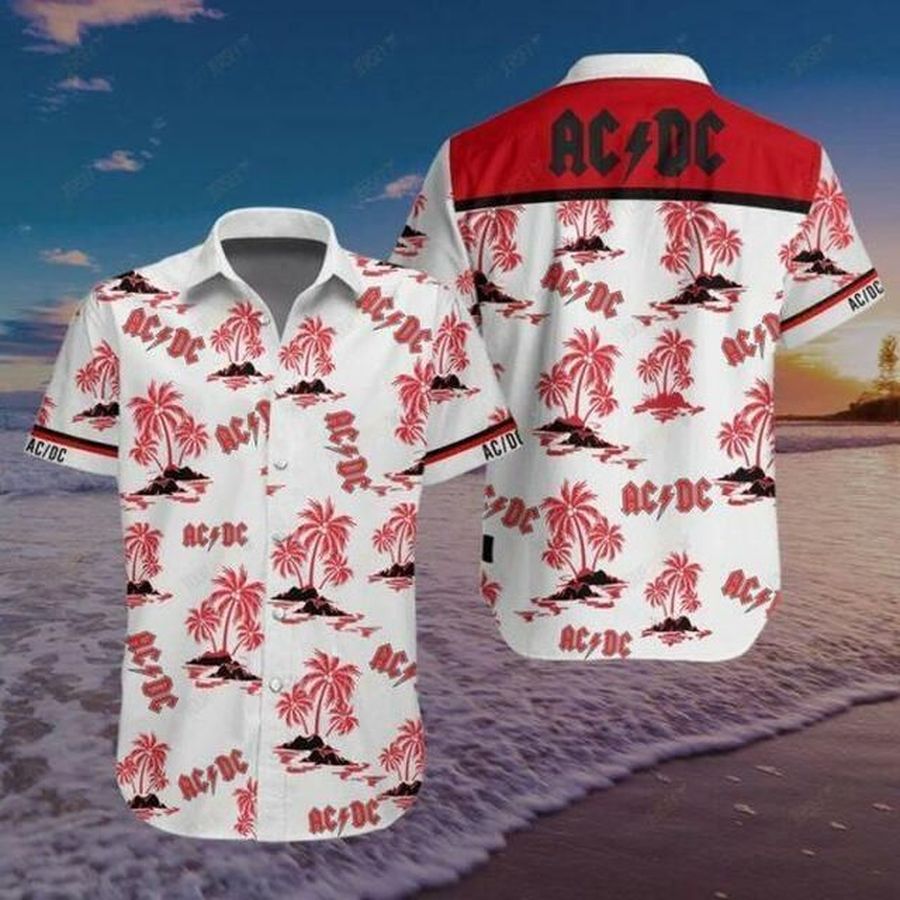 Acdc Hawaiian Graphic Print Short Sleeve Hawaiian Casual Shirt Size S   5Xl