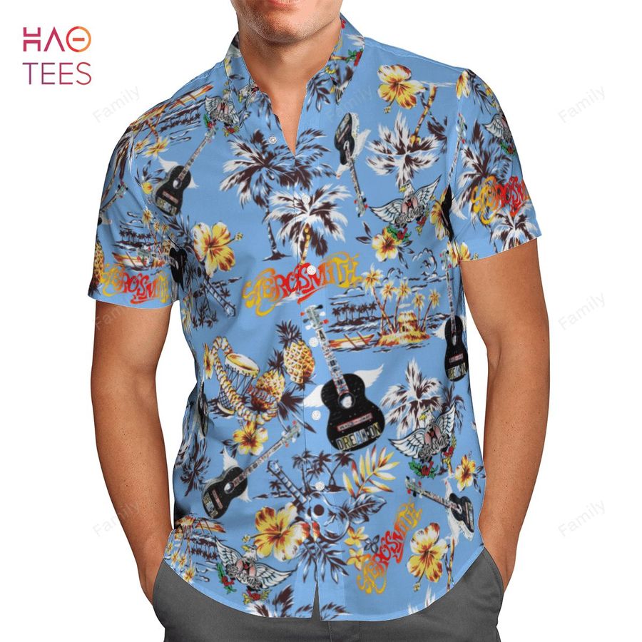 Aerosmith Blue Hawaiian Shirt  