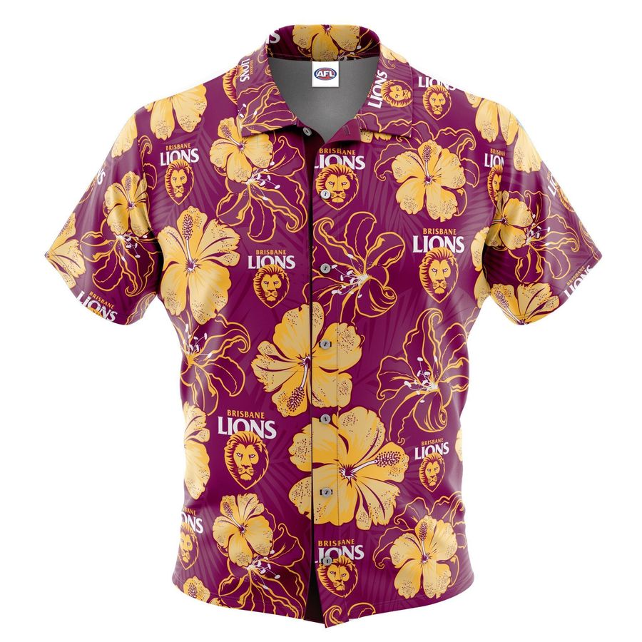 Afl Brisbane Lions Floral Hawaiian Shirt
