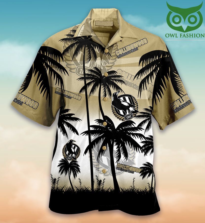 Afl Collingwood Magpie Football Club Sea Palm Hawaiian Shirt