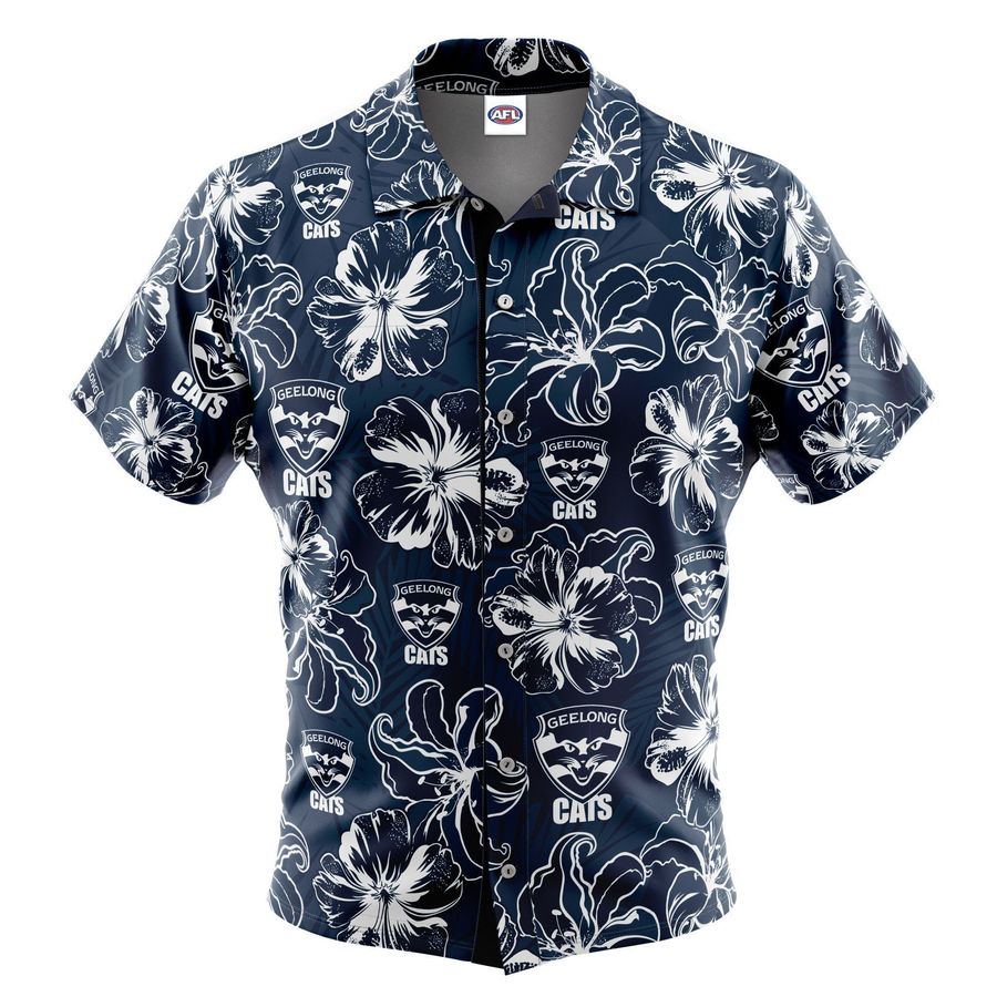 Afl Geelong Cats Floral Hawaiian Shirt