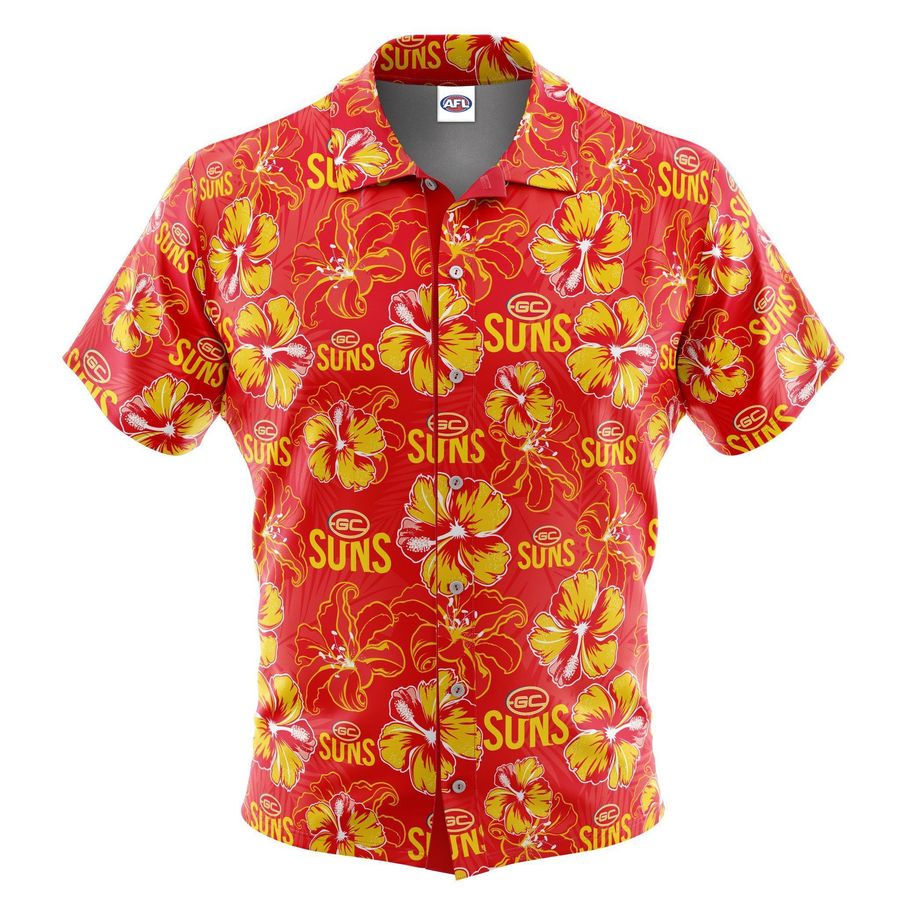 Afl Gold Coast Suns Floral Hawaiian Shirt