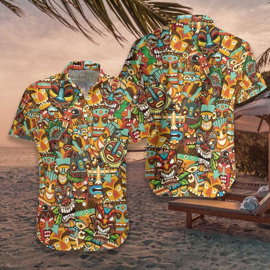 African Native Short Sleeve Hawaiian Shirt Unisex Hawaii Size S 5Xl