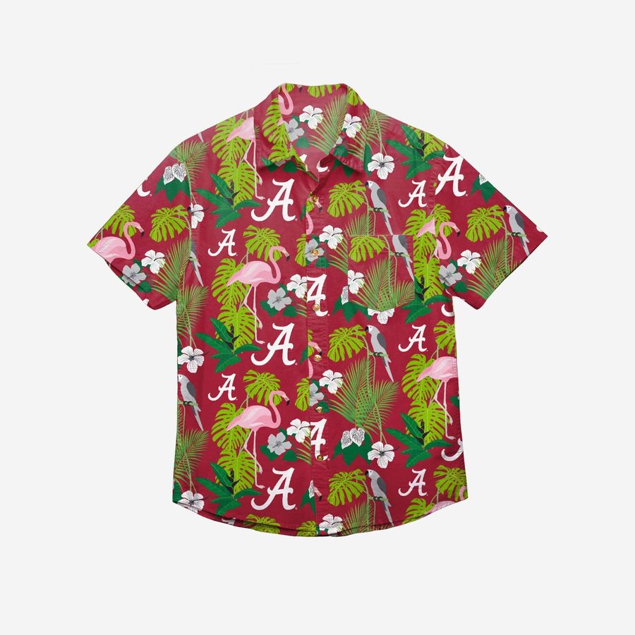 Alabama Crimson Tide Floral Button Up Hawaiian Shirt