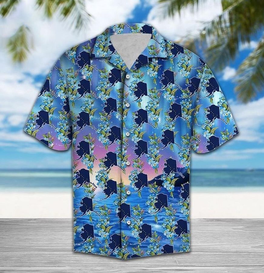 Alaska Aurora Lights Flower Hawaiian Shirt Summer Button Up