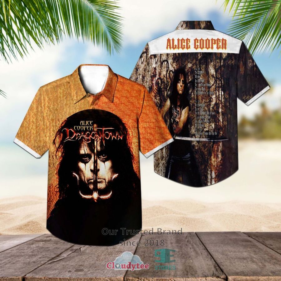 Alice Cooper Dragontown 2001 Casual Hawaiian Shirt  