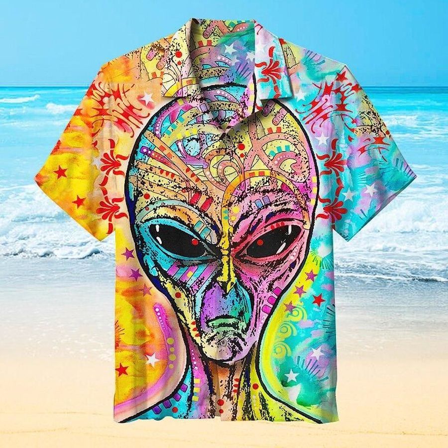 Alien Painting Tattoo Short Sleeve Hawaiian Shirt Unisex Hawaii Size S 5Xl