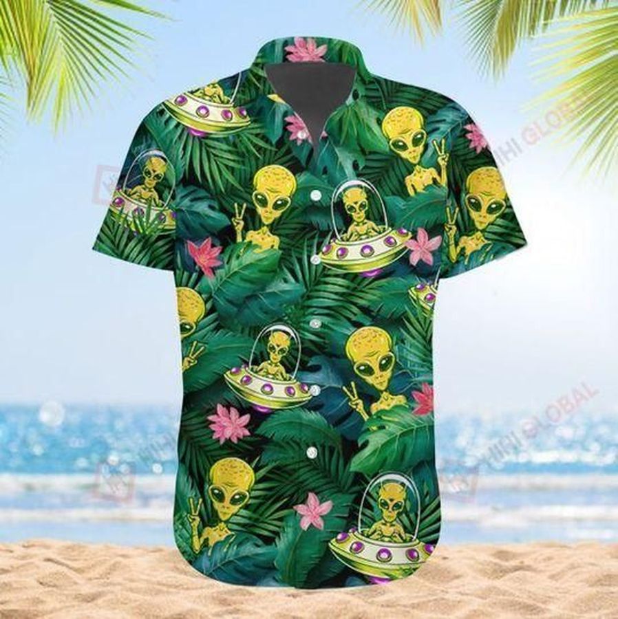 Alien Ufo Hippie Tropical Hawaiian Shirts V   4865