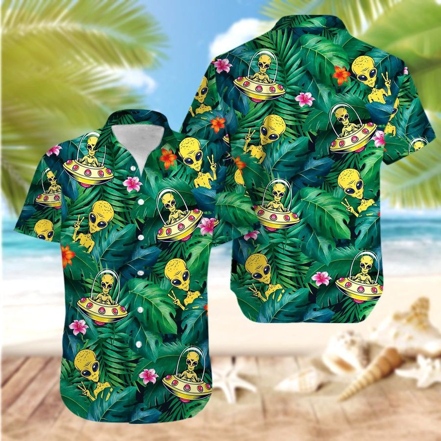 Alien Ufo Hippie Tropical Hawaiian Shirts V