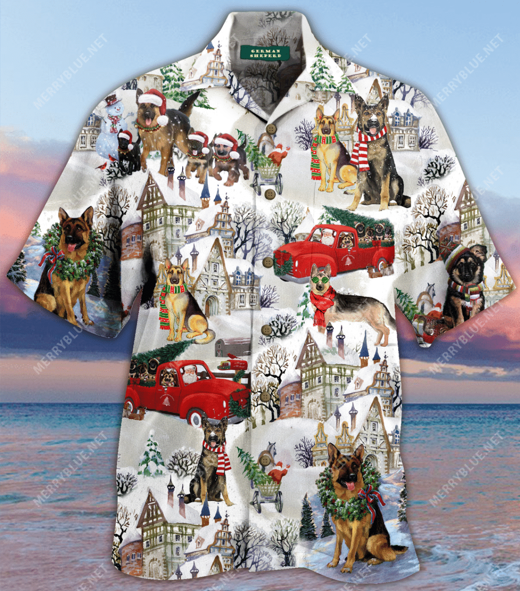 All I Want For Christmas Are German Shepherds Unisex Hawaiian Shirt   2364