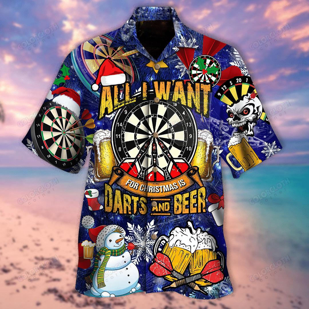 All I Want For Christmas Is Darts And Beer Hawaiian Shirt Tv20102 Re