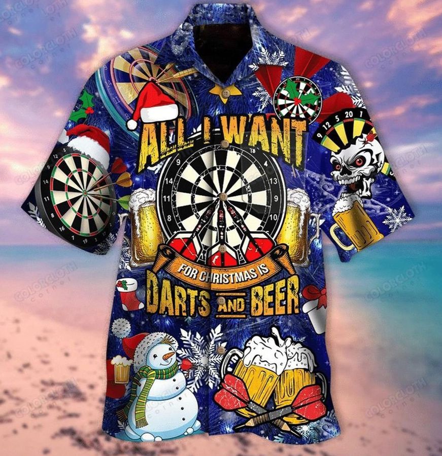 All I Want For Christmas Is Darts And Beer Hawaiian Shirt