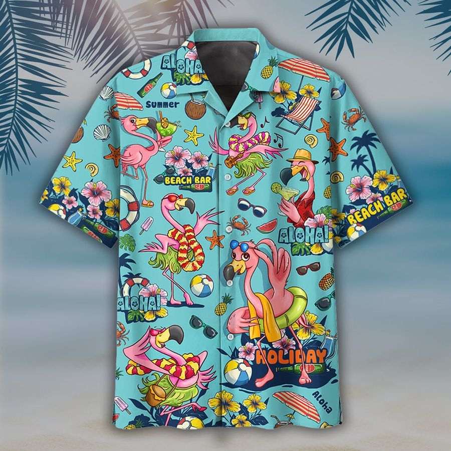 Aloha Bar Holiday For Button Down Flamingo Hawaii Shirt