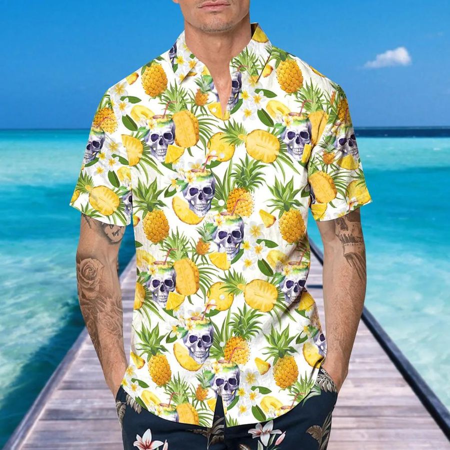 Aloha Pineapple Skull Hawaiian Shirt, This Trends Summer Beach Shirt For Men Women