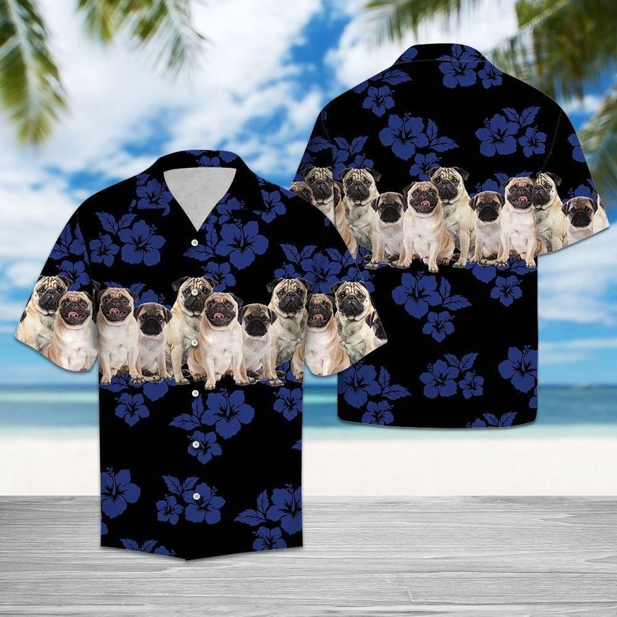 Aloha Shirt Awesome Pug Tg5721 Hawaiian Shirt   7522