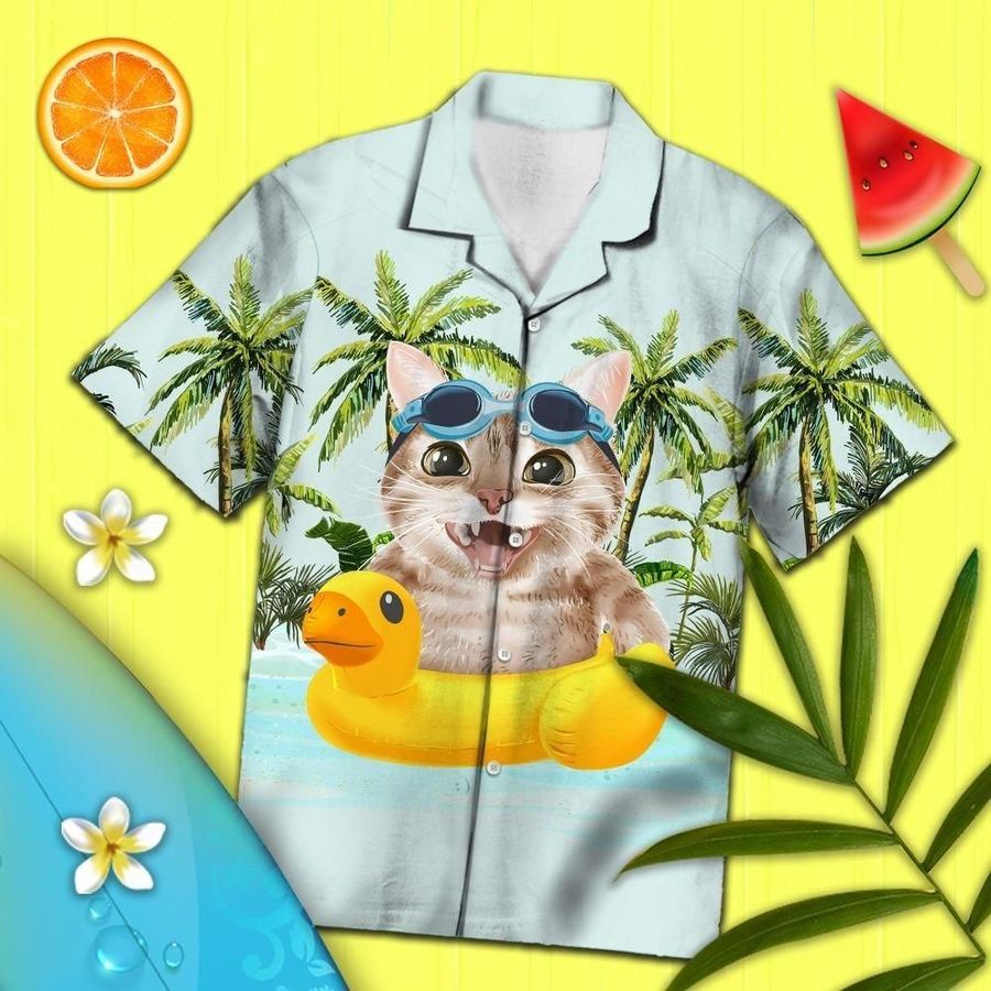 Aloha Shirt Cat Beach Time Ty2007 Hawaiian Shirt   4904