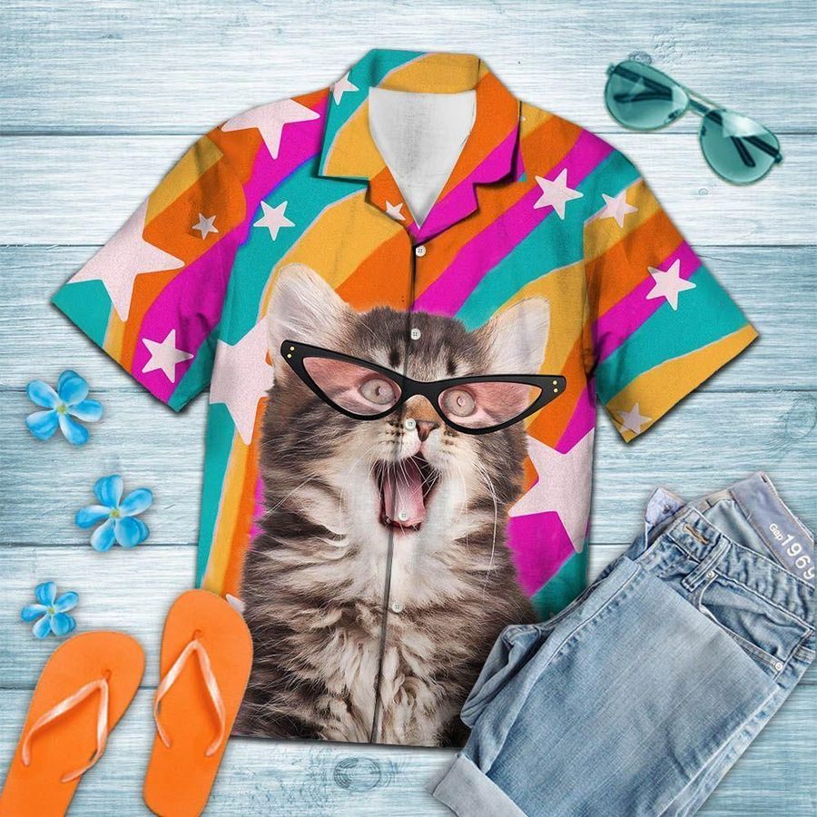 Aloha Shirt Cat Smile To The World T1707 Hawaiian Shirt   7759