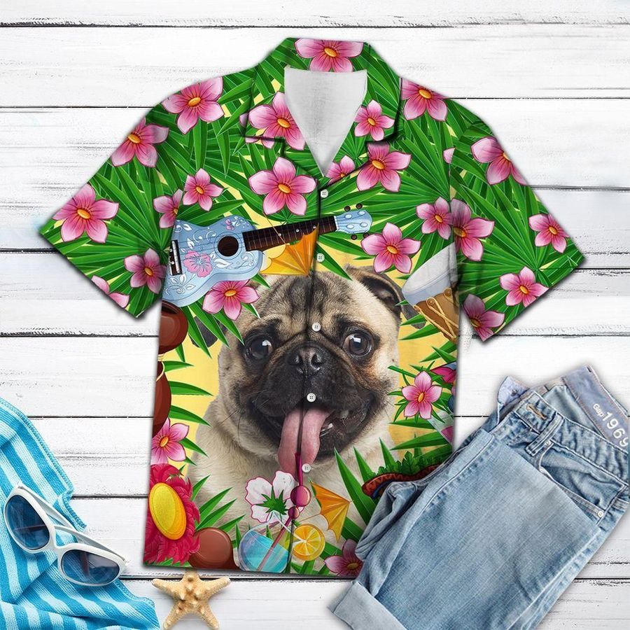 Aloha Shirt Pug Summer Party Ty2007 Hawaiian Shirt   2615