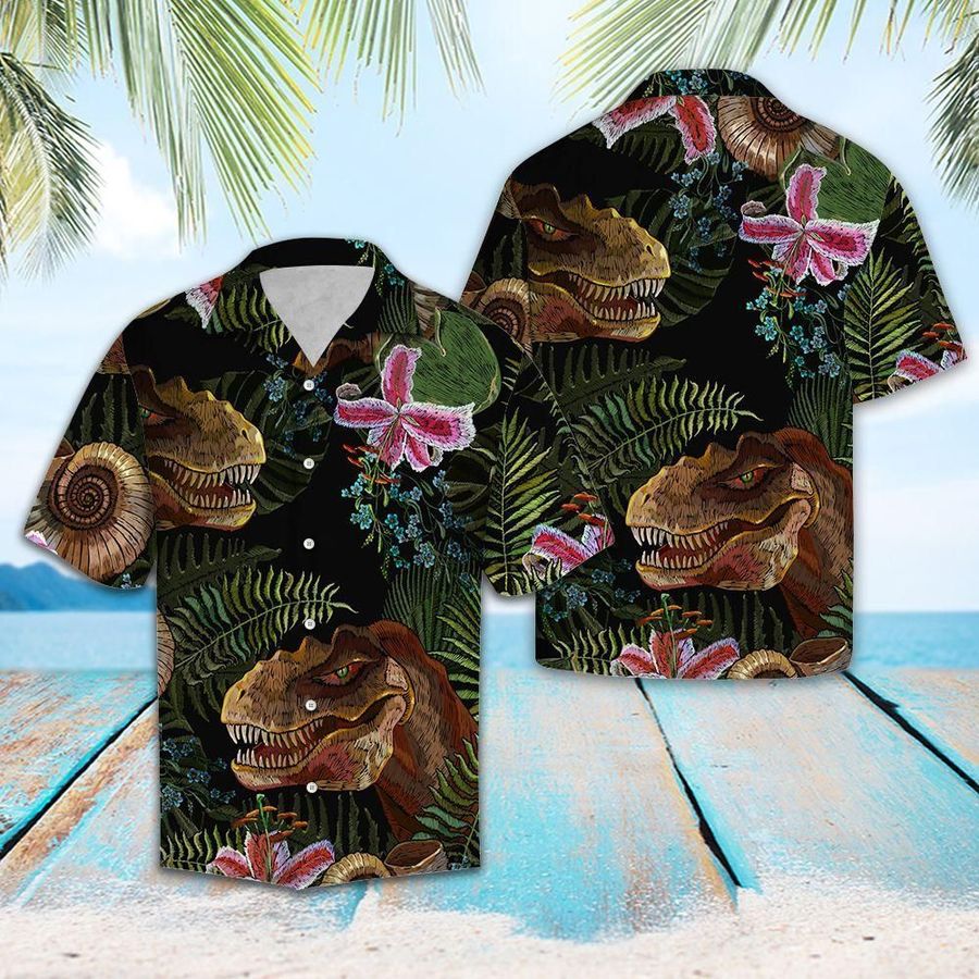 Aloha Shirt T Rex Tropical Tg5717 Hawaiian Shirt