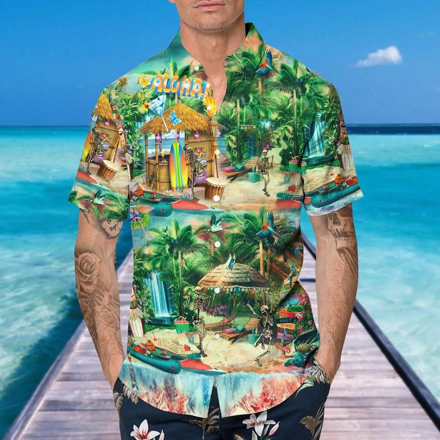 Aloha Skull Village Hawaiian Shirt, This Trends Summer Beach Shirt For Men Women