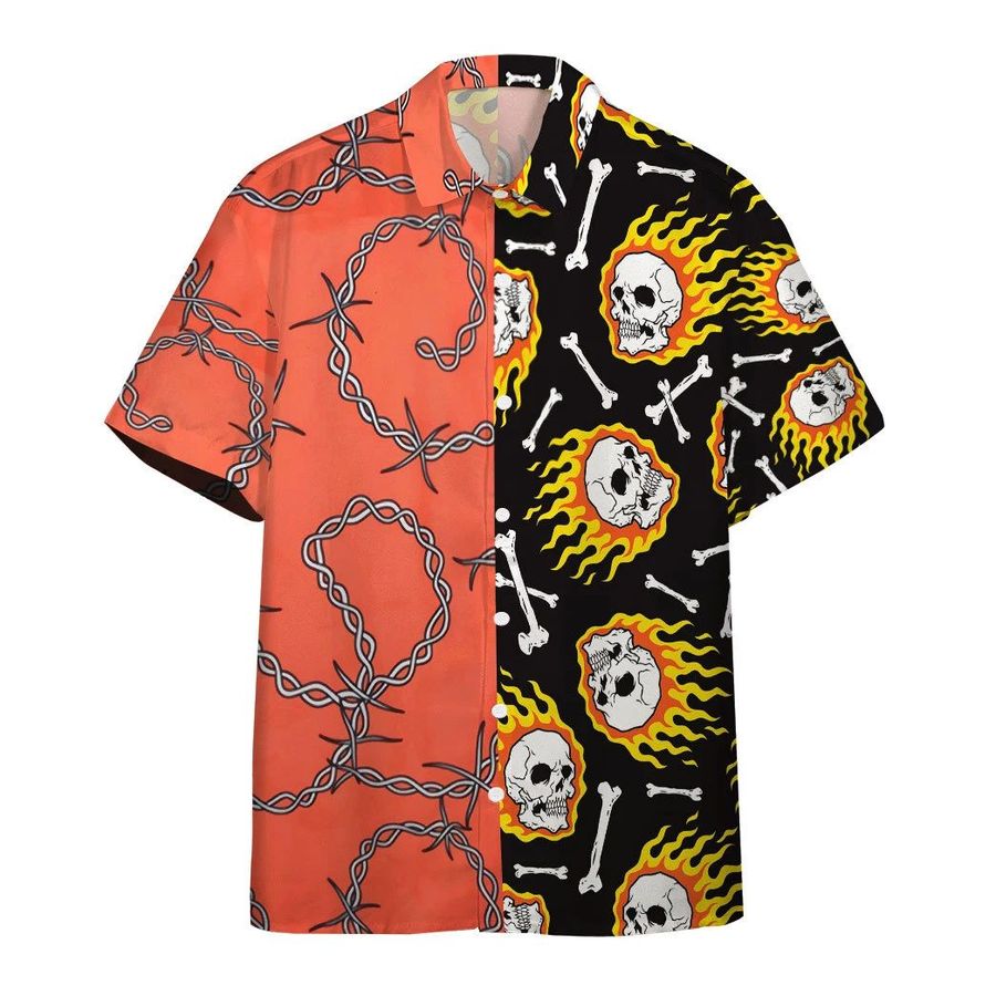 Alohazing 3D Fire Skull Hawaiian Shirt