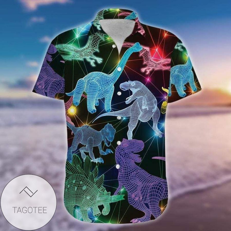 Amazing Colorful Neon T Rex Dinosaur Authentic Hawaiian Shirt 2023S 080321H