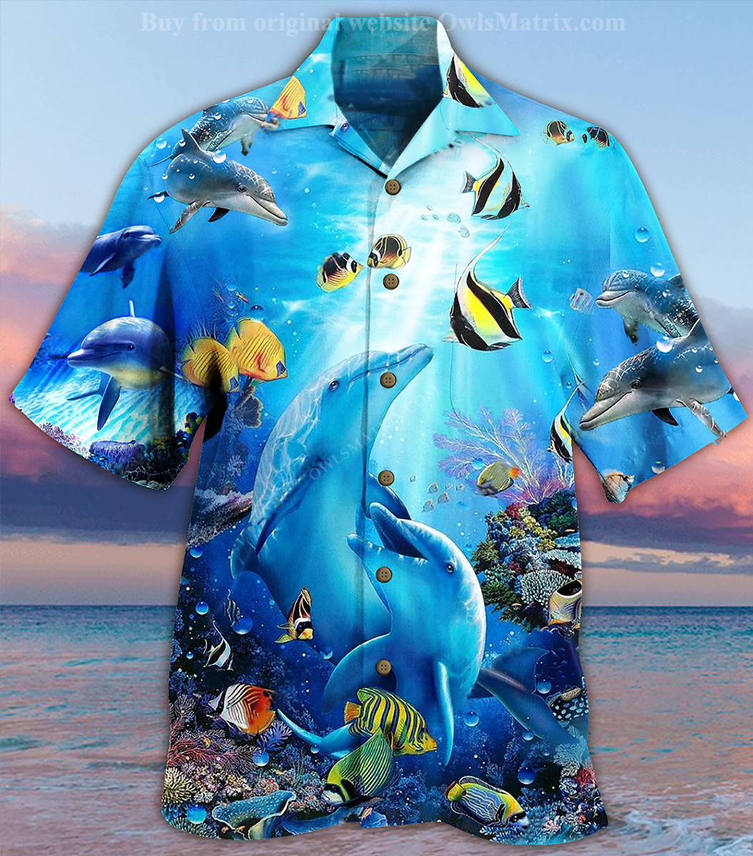 Amazing Dolphin In The Heart Of Ocean Printed Hawaiian Shirt