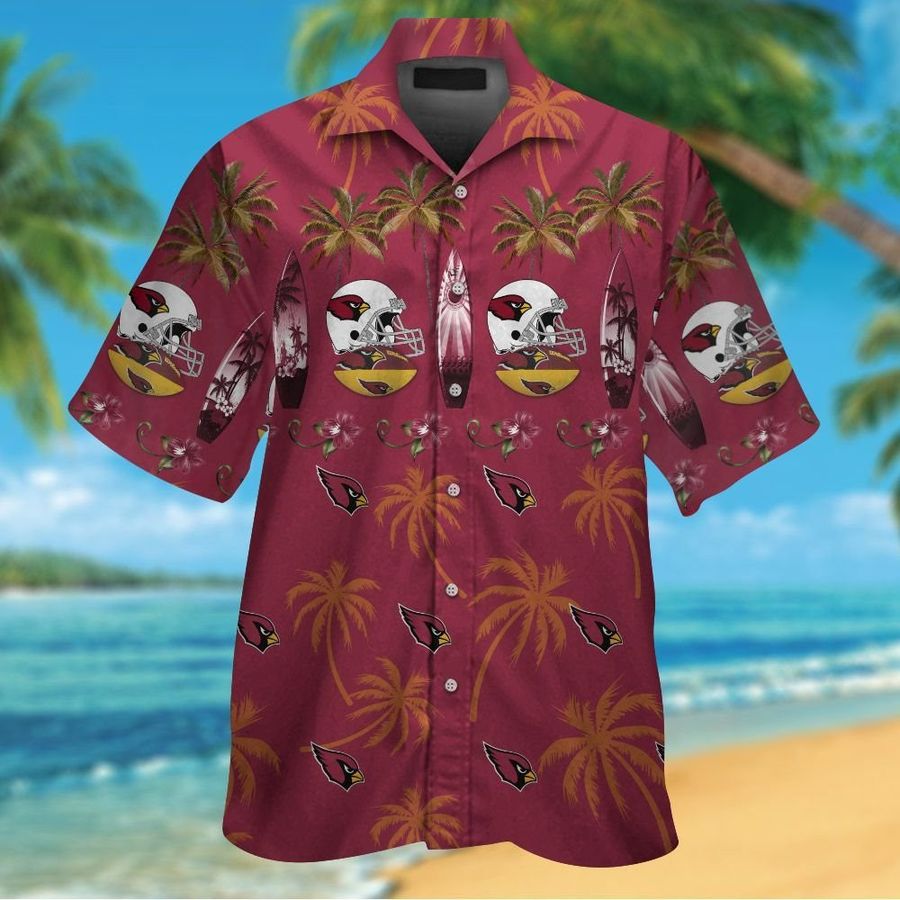 Arizona Cardinals Short Sleeve Button Up Tropical Aloha Hawaiian Shirts For Men Women