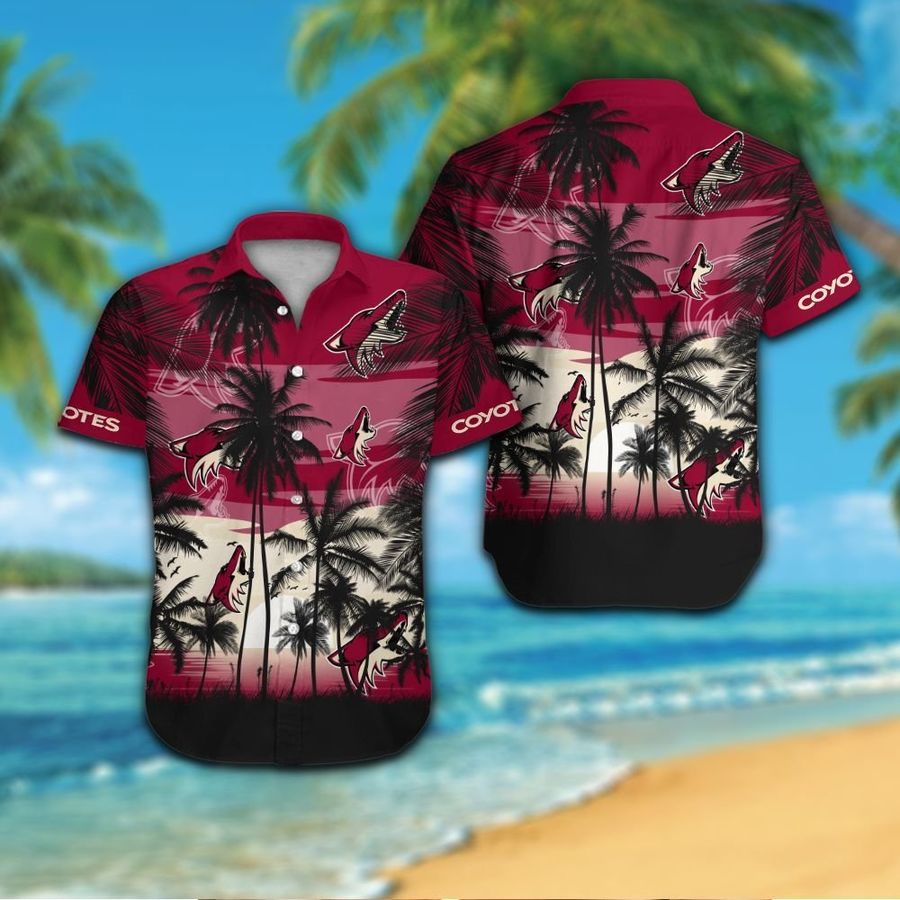 Arizona Coyotes Short Sleeve Button Up Tropical Aloha Hawaiian Shirts For Men Women Shirt