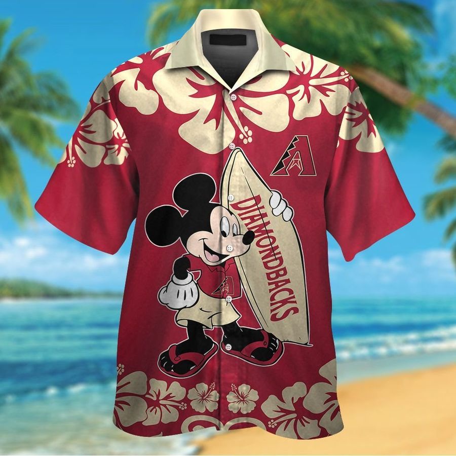 Arizona Diamondbacks Mickey Mouse Short Sleeve Button Up Tropical Aloha Hawaiian Shirts For Men Women