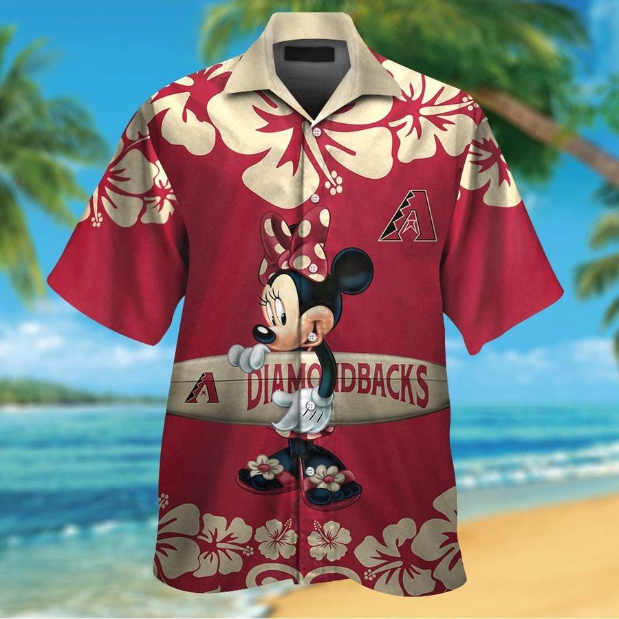 Arizona Diamondbacks Minnie Mouse Short Sleeve Button Up Tropical Aloha Hawaiian Shirts For Men Women