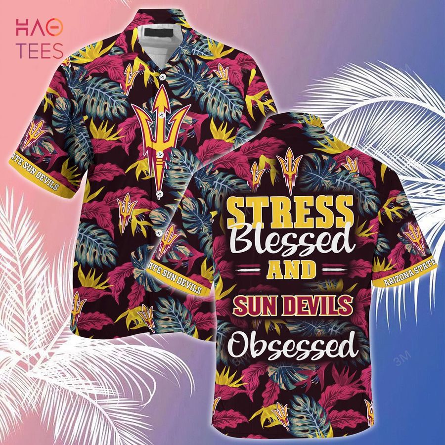 Arizona State Sun Devils  Summer Hawaiian Shirt And Shorts, Stress Blessed Obsessed For Fans