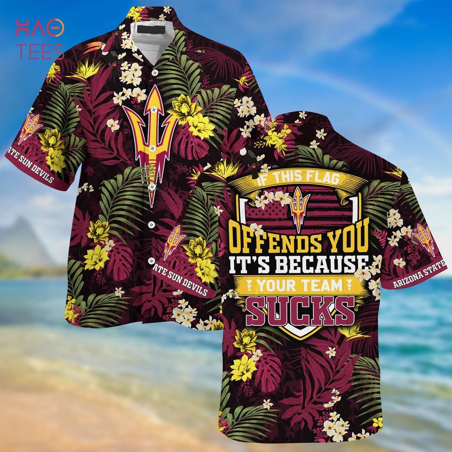 Arizona State Sun Devils  Summer Hawaiian Shirt And Shorts,  With Tropical Patterns For Fans