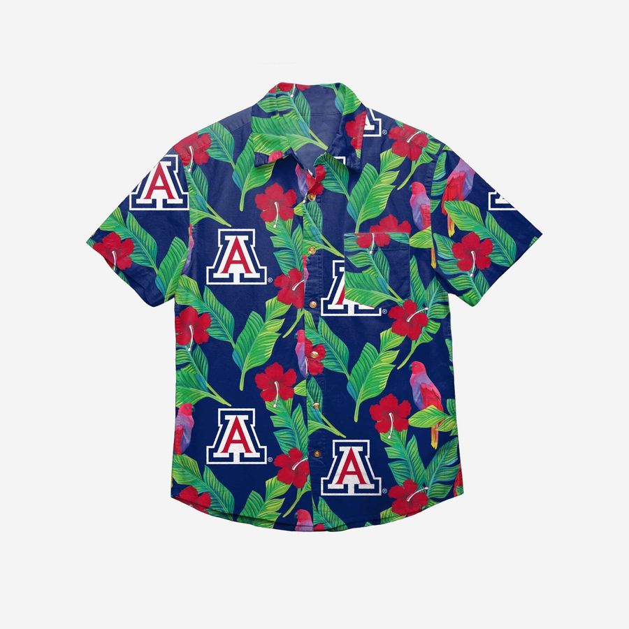 Arizona Wildcats Floral Button Up Hawaiian Shirt