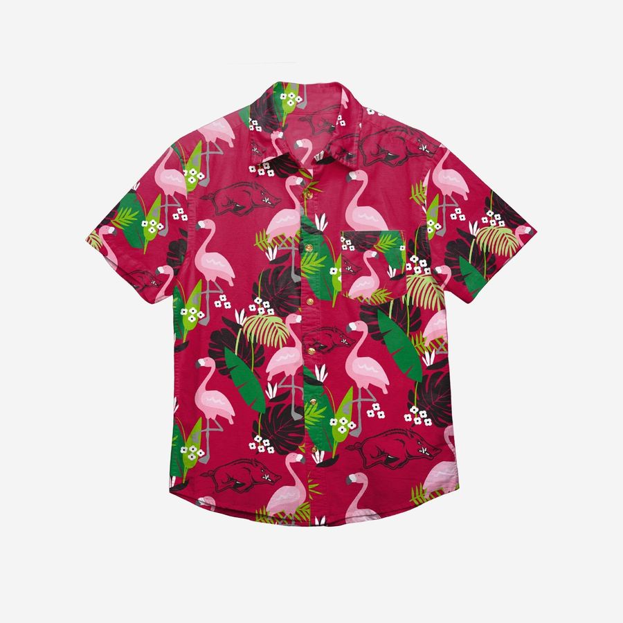 Arkansas Razorbacks Floral Button Up Hawaiian Shirt