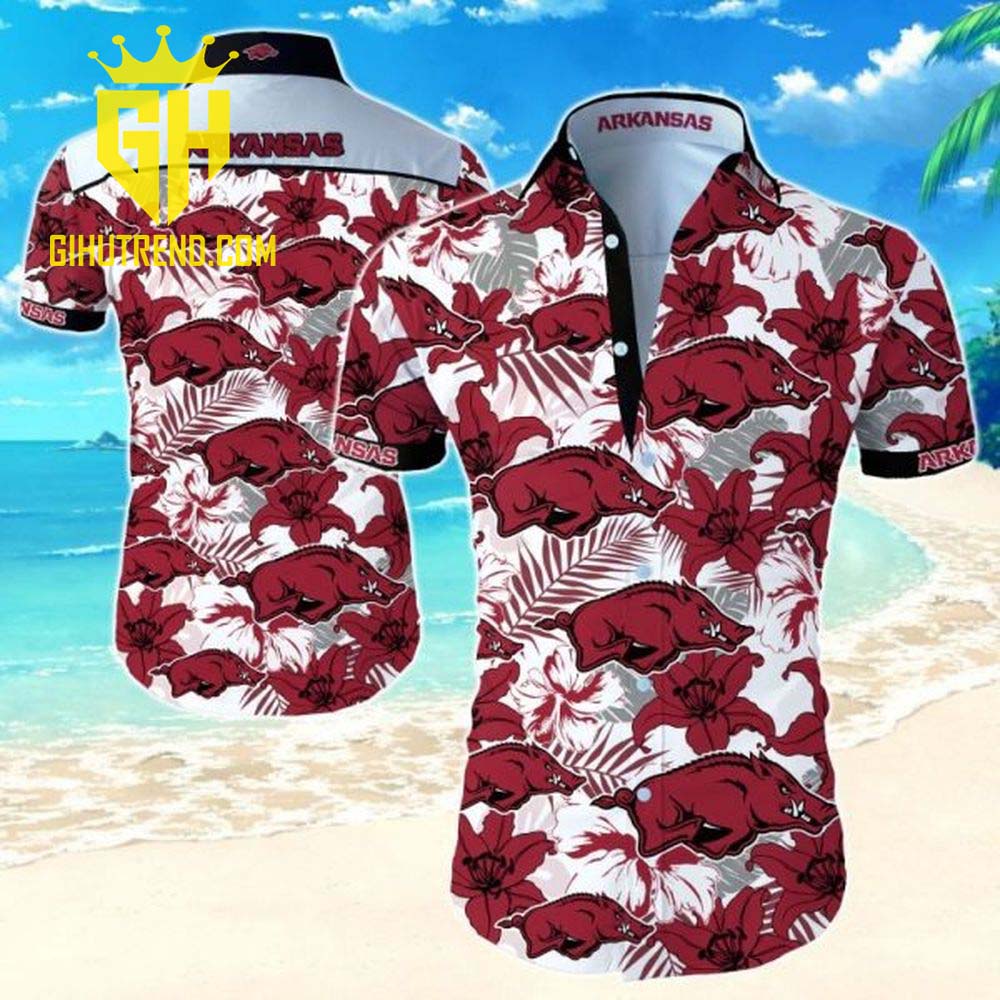 Arkansas Razorbacks Logo With Hibiscus Flower Nba Hawaiian Shirt