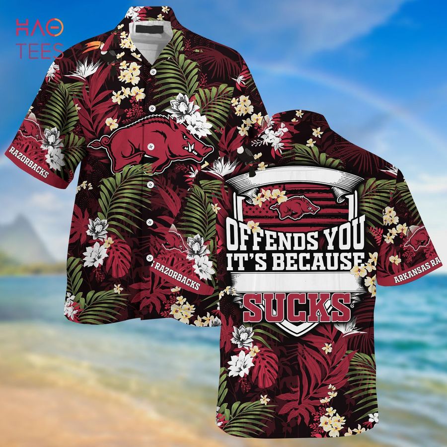 Arkansas Razorbacks  Summer Hawaiian Shirt And Shorts,  With Tropical Patterns For Fans