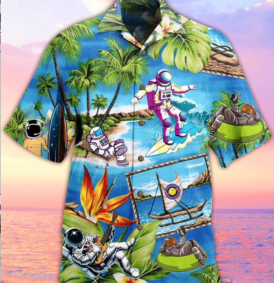 Astronaut Galaxy Beach Summer Vacation Hawaiian Shirt